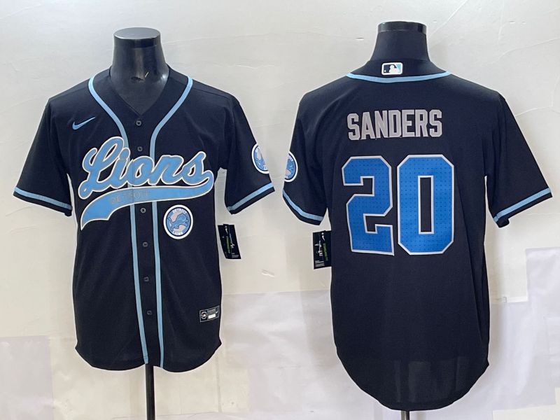 Men 2025 Detroit Lions #20 Sanders Black  joint name 2024 Nike Limited NFL Jersey style 7